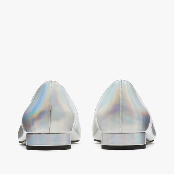 ♠️kate spade Buckle Up Pointed Toe Flats, Metallic Silver Iridescent NIB - Picture 6 of 8